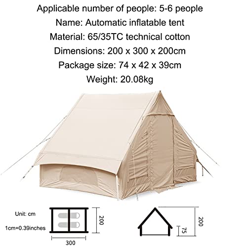 Carpa inflable de algodón retro para camping, 5-6 personas miniatura 3