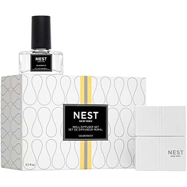 NEST New York Wall Diffuser Set, Grapefruit - Includes 1 Diffuser Unit + 1 Refill - Up to 30 Days of Continuous Scent - Cruelty Free, Vegan - Made in USA