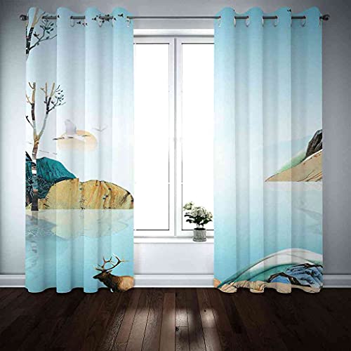 Rideau thermique isolant et phonique en polyester bleu pour chambre