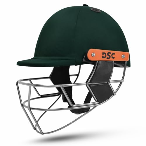 Image of DSC Empra Titanium BSI Approved Professional Cricket Helmet | BS7928 Certified Pro-Standard Hard Ball Helmet with Ultra-Light Titanium Grill & Advanced Shock Absorption | Color: Green | Size: S