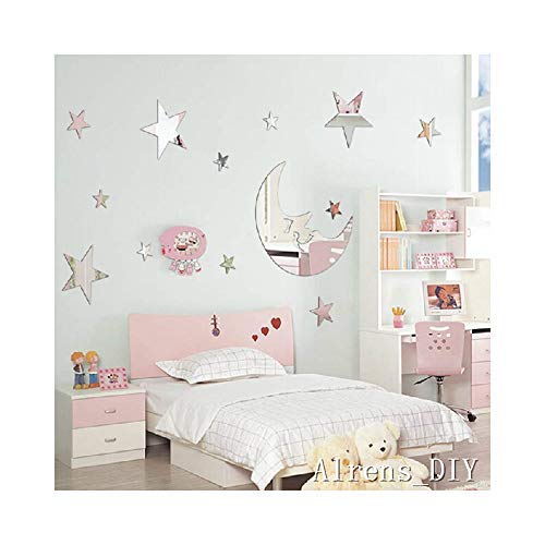 Alrens Stars DIY Mirror Wall Stickers Home Decoration Living Room Bedroom Bathroom Glow in The Dark Stars Stickers