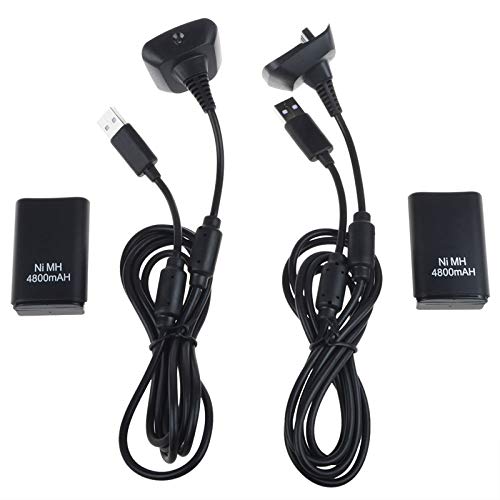 HISPD 2X Charger USB Cable for Xbox 360 Battery Pack Rechargeable Wireless Controller