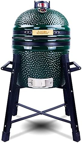 Ceramic Kamado Charcoal BBQ Grill and Smoker, Stainless Steel Gra...