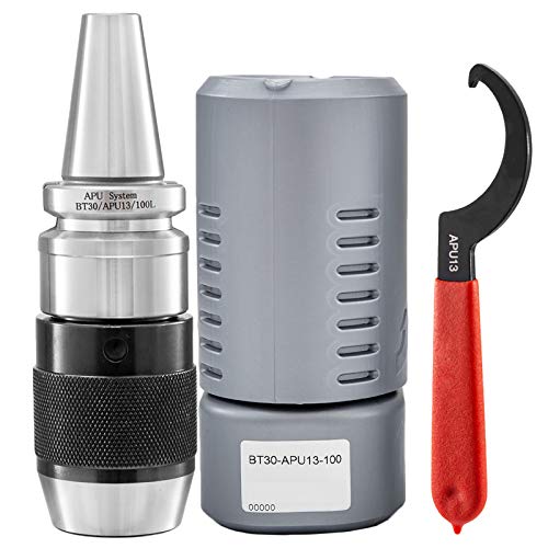 Mophorn BT30 Ball Bearing Keyless Drill Chuck 1/2 Inch Integral design BT30-APU13-100 CNC Milling Chuck Holder for HAAS BT30 CNC Engraving Machine and Milling Lathe