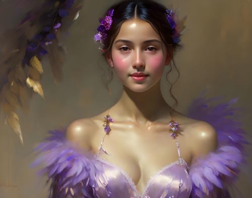 Toile Lucky Sweet Young Woman GerRit poésie plume douceur lavande