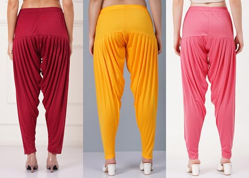 Image of Buy That Trendz Patiala Salwar for Women Pack of 3 Viscose Patiyala Salwar Harem Bottoms Pants