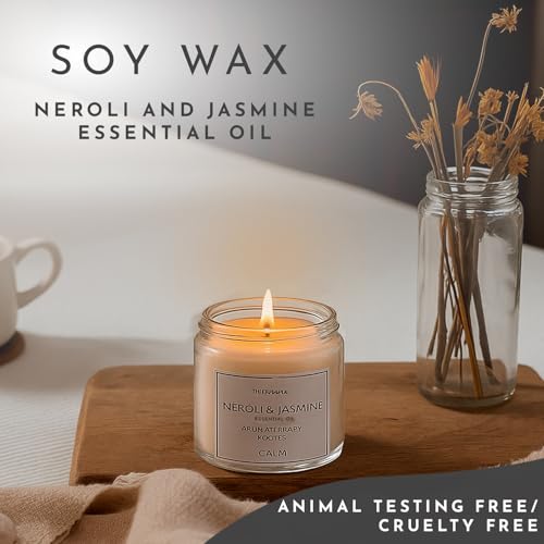 Image of Therapia Stressfree and Calming Neroli & Jasmine Candle | 200gms| More Than 12 Hours Burn Time|Aromatherapy Soy Candles Gifts for Stress Relief, Calmness and Home Spa