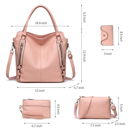 Image of 2E-youth Purses for Women Large Tote Women's Handbag Set Faux Leather Hobo Crossbody Bag 4pcs