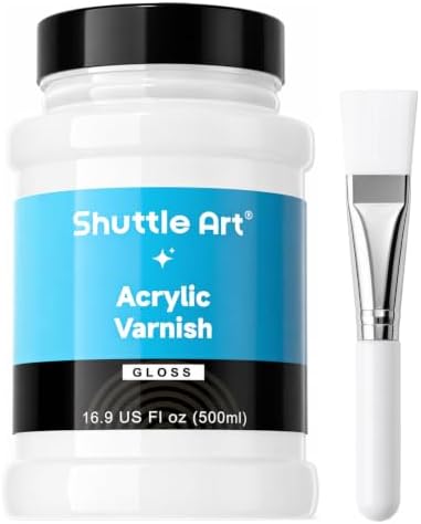 Shuttle Art Gloss Varnish for Acrylic Painting,16.9oz, Clear Acry...