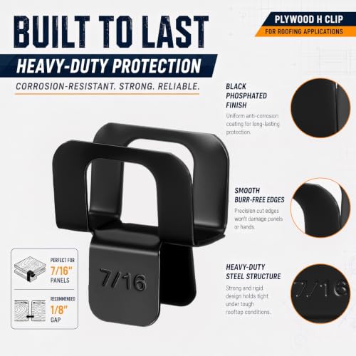 Image of Shimeyao 150 Pcs Plywood H Clips for Roofing 7 /16 Inch Panel Plywood Sheathing Clip Steel Box Clamps Panel Edge Sheathing Clamps Quick Installation Hot Dipped Galvanized for Extended Life