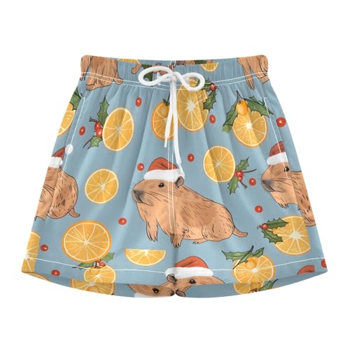 Bolaz Toddler Boys Swimwear Swim Trunks with Compression Liner 4T Capybaras Tangerine