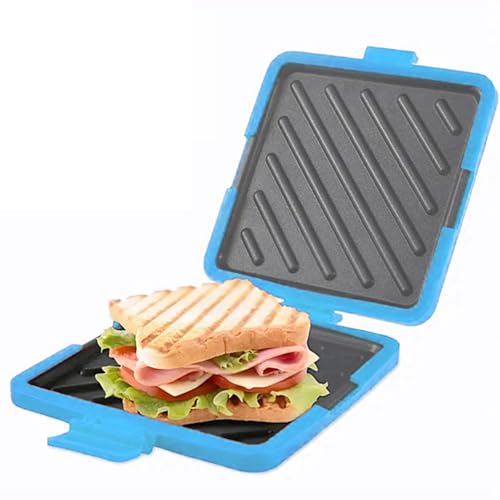 Sandwichera de silicona para microondas, sandwichera inalámbrica antiadherente, para sándwich en casa, viajes, camping, oficina, dormitorio, autocaravana (blue)