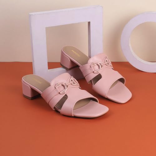 Image of Mochi Women Faux Leather Block Heel Slip-on Fashion Sandal