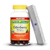 Unique Bundle Store Spring Valley, 50 mg Elderberry Gummies for Adults, 120 Count Value Size, Non GMO Vegetarian Gummies + 7 Day Pill Organizer Included (Pack of 1)