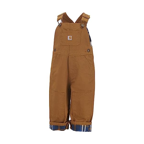 Carhartt Baby Boys' Canvas Overall Flannel Lined, Brown, 24 Months