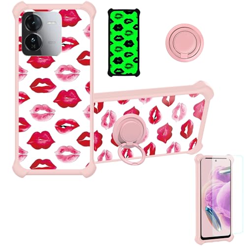 jioeuinly Case Compatible for Iqoo Z9 5g Phone Case Cover [with Tempered Glass Screen Protector][Hard PC + Soft Silicone][Ring Support] [Luminous Effect] YGF-HC