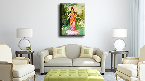 Image of Tallenge - Lakshmi - Raja Ravi Varma Mythology Collection - Large Canvas - Unframed (23 x 30 inches)