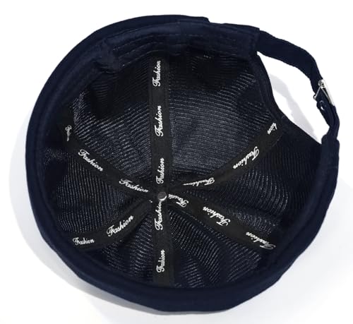 Image of 2 Pcs Mens Brimless Docker Cap Set - Retro Worker Sailor Skull Cap Beanie with Rolled Cuff