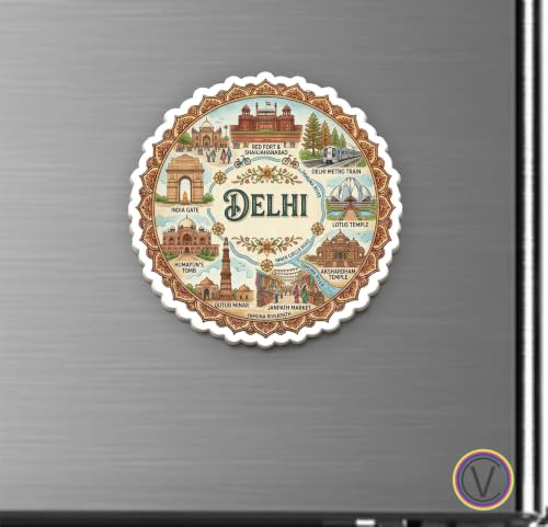 Image of Delhi Textured Finish Acrylic Fridge Magnet - UV Texture Printed, Stylish Multicolor Magnet for Fridge, Wardrobe & Metal Surfaces, Pack of 1 (Delhi 1)