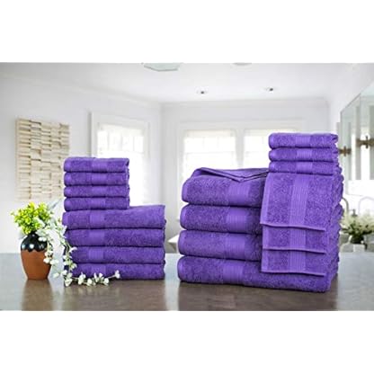 Ample Decor Badezimmer Handtuch Set 18-4 Handtuch, 4 Badetuch, 10 Waschlappen - Oeko Tex Zertifiziert 600GSM 100% Baumwolle - Hohe Saugfähigkeit Schnell Trocknend, ideal zum Verschenken - Lila – Bild 3