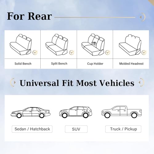 Image of Coverado Automotive Seat Covers,Back Car Seat Cover,Rear Seat Cover,3-Pieces Luxury Car Seat Cushion,Beige Seat Cover Seat Protector Universal