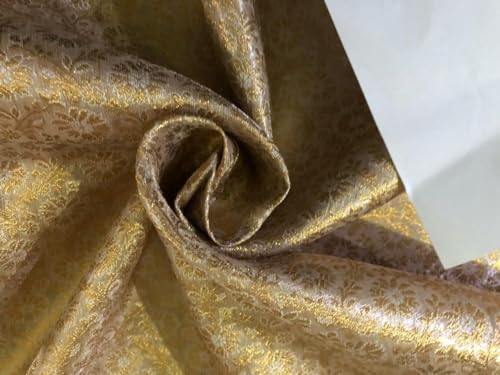 Tissu brocart de soie jacquard doré au mètre large de 111,8 cm pour couture BRO923