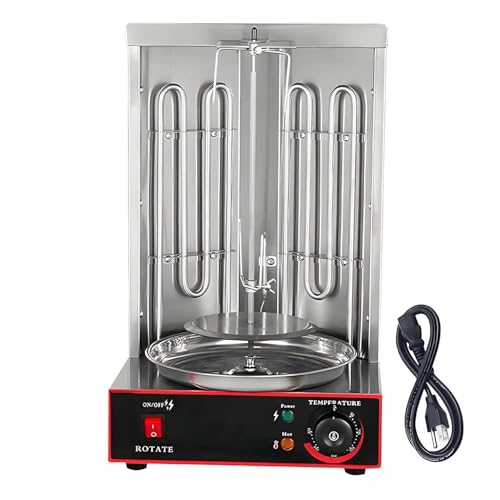Commercial Shawarma Rotisserie Machine - 2-Burner Doner Kebab Grill, 360° Rotating Broiler, Adjustable Temperature for BBQ Parties, Home &amp; Restaurant Use (Gas 2800P)