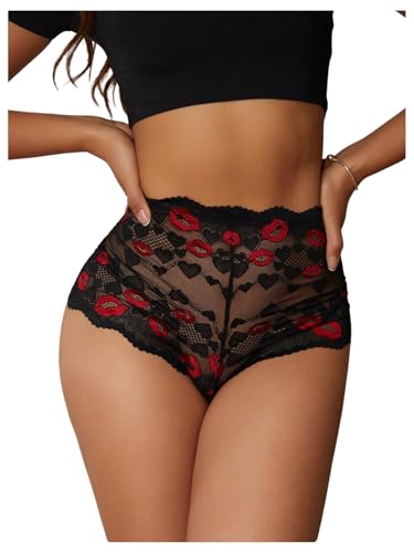 Image of WDIRARA Women's Plus Size Sheer Lace Boyshorts Underwear Sexy High Waisted Boxer Briefs Panties