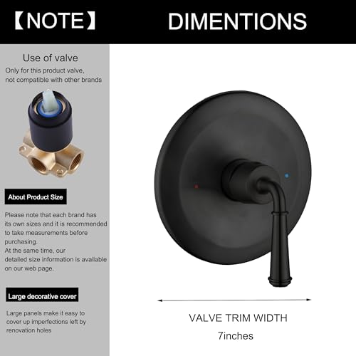 image for BEIYI Matte Black Shower Handle Valve, Single-Handle Bathroom Control 