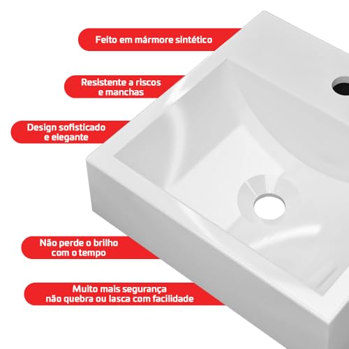 Cuba Pia para Banheiro de Apoio 32x30cm Quadrada Branca Topázio Beltempo