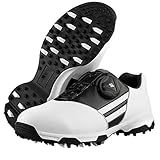 CGBF- Lässige Kinder-Golfschuhe für Jungen, rutschfest, wasserdicht, atmungsaktiv, Sportschuhe, bequem, atmungsaktiv, Sneakers mit drehbarem Schnürsystem., Schwarz - Schwarz - Größe: 33 EU