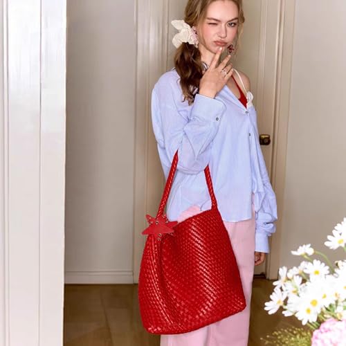 Image of Woven Tote Bag for Women, Shoulder Handbags, Beach Hobo, Handwoven Satchel Underarm Bag, Top-Handle Bag With Purses