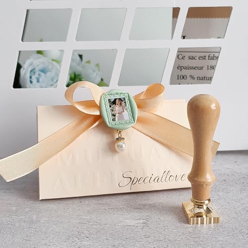 Pilloze Frame Wax Seal Stamp, 3D Embossed Relief Carving Brass Head and Wood Handle for Wax Seal Stamp Kit, Decor for Thanksgiving Card/Envelope/Gift Wrap/Wedding Invitation/Vellum Jacket