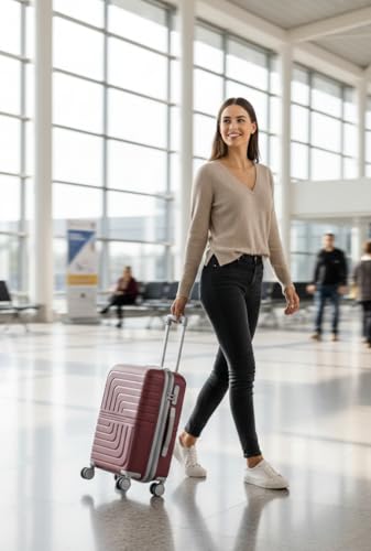 Image of Pro 8 Wheels Set of 2 (Cabin + Medium) Trolley Bags, Hard Case Polypropylene, 360º Wheeling Luggage for Men & Women, Suitcase for Travel, Trolley Bags for Travel (Maroon)