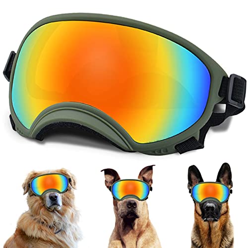 Winproof Adjustable Strap Dog Sunglasses, UV Protection, Suitable for Medium-Large Dogs, Soft Goggles