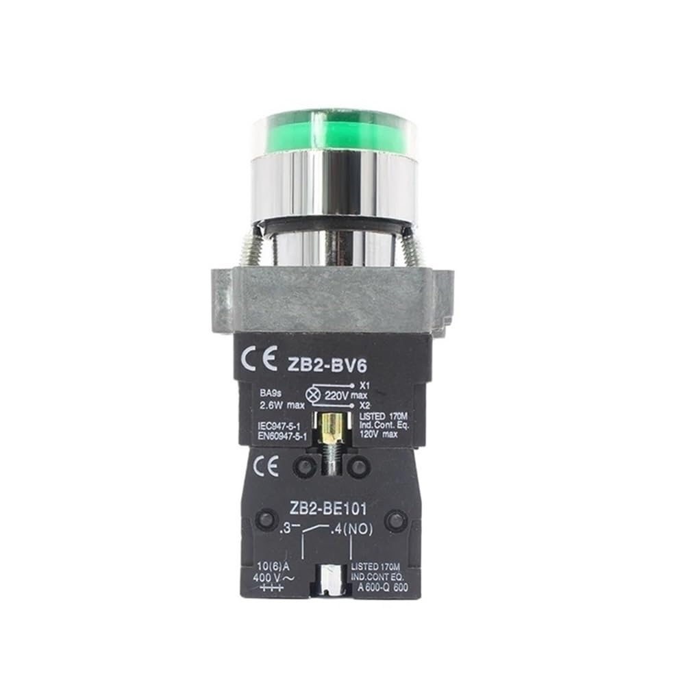 Interrupteur poussoir LED bouton vert plat BW3361 pour panneau - 2