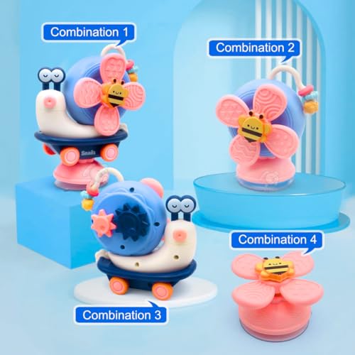 Image of Storio 5-in-1 Suction Spinster Windmill Toy - Blue | Interactive Baby Toy for Bath & Play | Sensory Suction Cups Toy for Toddlers | Early Skill Development (Pack of 2)