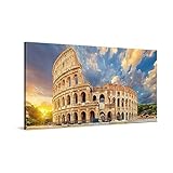 PICANOVA – Cuadro sobre Lienzo 100x50cm Coliseo Roma – Imagen Impresión Montado sobre Marco De Madera – Cuadro Decoración Moderno Para Salón o Dormitorio