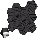TroyStudio Hexagon Self-adhesive Acoustic Studio Absorption Foam Panels, 13.8 X 11.8 X 1 Inches 12 P