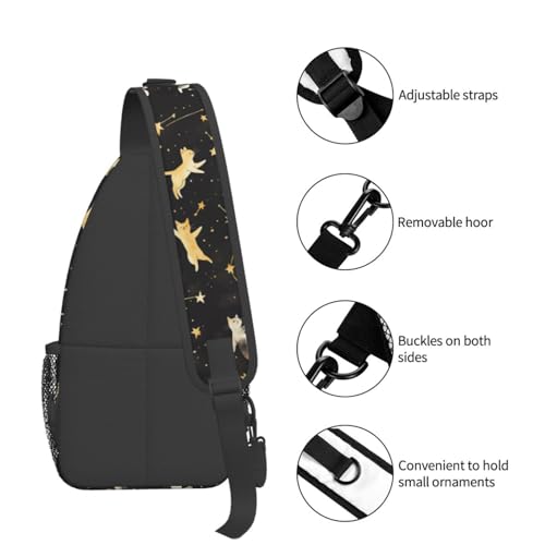 Image of Crossbody Bag Cats Chasing Stars Sling Bag Backpack Chest Bags Shoulder Bag for Women Men