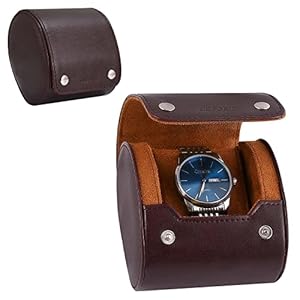 Watch Travel Case Single Watch Box Organiser for Men Portable Watch Display Storage Holder Watch Rolls PU Leather Cases…
