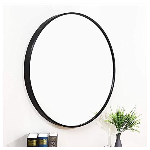 Badrumsspeglar 80 cm Sminkspegel Rund sminkspegel Stor aluminiumram Dekorativ spegel för sovrum Vardagsrum 314A (Färg: Guld) (Svart) Noble