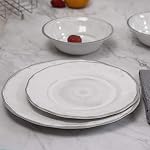 Ensembles de vaisselle à la mélamine - 12pcs Melamine assiettes de dîner, salades et bols, pour usage quotidien blanc