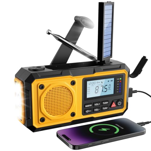 Emergency Radio, Solar Hand Crank NOAA Weather Radio, 5000mAh, AM/FM/SW/WB