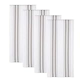 Sticky Toffee Cotton Kitchen Dish Towels, 4 Pack, 27.5 in x 19.5 in, Basket Weave Light Gray