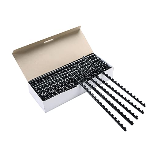 MYFULLY 100 Pack 21 Ring Plastic Comb Binding Spines | 1/4 Inch Diameter, 20 Sheet Capacity, A4, Black Binding Comb (1/4\" (20 Sheet Capacity))