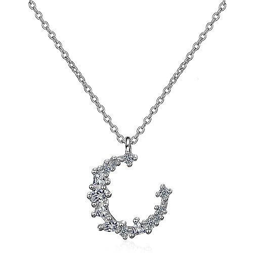 Bijoux lues femelle cristal : collier pendentif croissant irrégulier