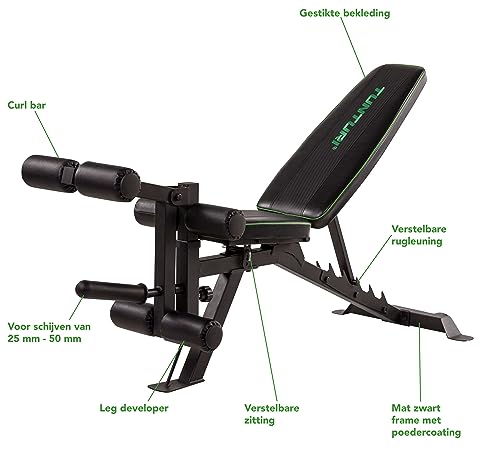 Tunturi UB60 Verstellbare Hantelbank / Trainingsbank / Schrägbank / Utility Bench mit beinhalterung – Bild 6