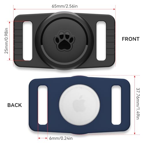 Image of GOCII for Airtag Dog Collar Holder 2 Pack,Waterproof Dog Collar Holder for Apple AirTag(Gen 1 & 2),Silicone Air Tags Case for Dog Collars(Navy&Black)