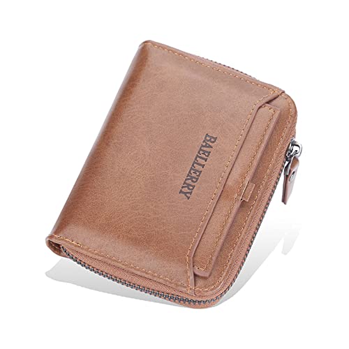 GoPaw Portefeuille en Cuir pour Homme avec Fermeture à glissière et Blocage RFID, Portefeuilles zippés en Cuir pour Hommes, Porte-Cartes de crédit avec Pochette zippée pour Hommes Cover